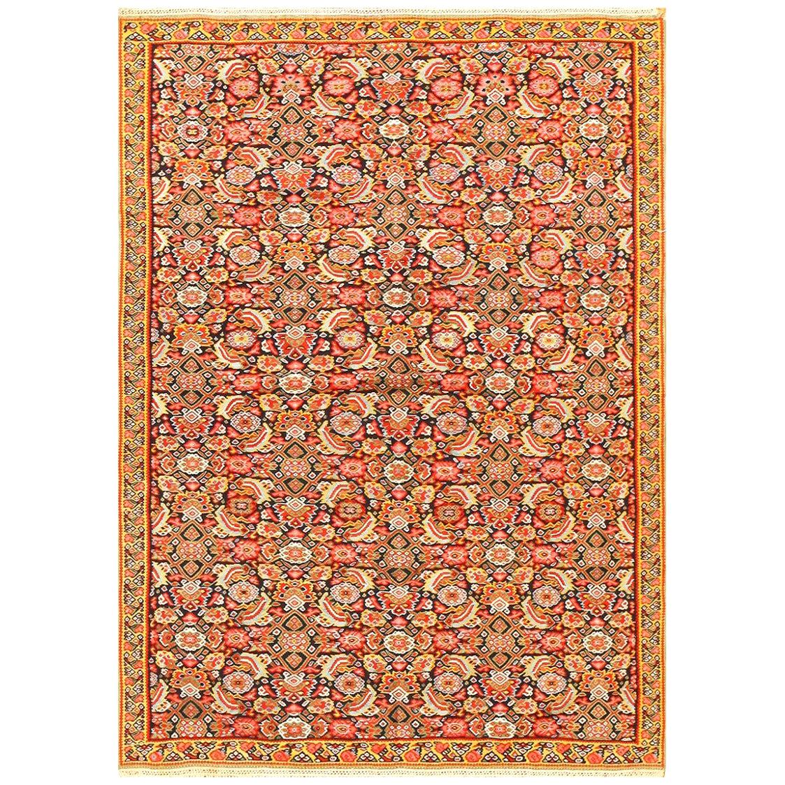 Small Fine Antique Persian Senneh Kilim Rug. Size: 3 ft x 4 ft (0.91 m x 1.22 m)