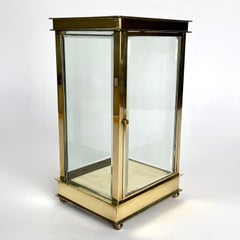 Small Fine Quality Brass Showcase Cabinet with Beveled Glass, 1920s