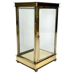Small Fine Quality Brass Showcase Cabinet with Beveled Glass, 1920s