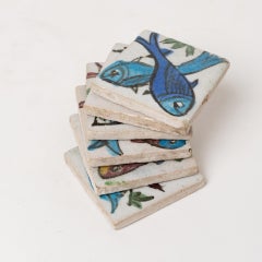 Hand Painted Ceramic Tiles with Fishes