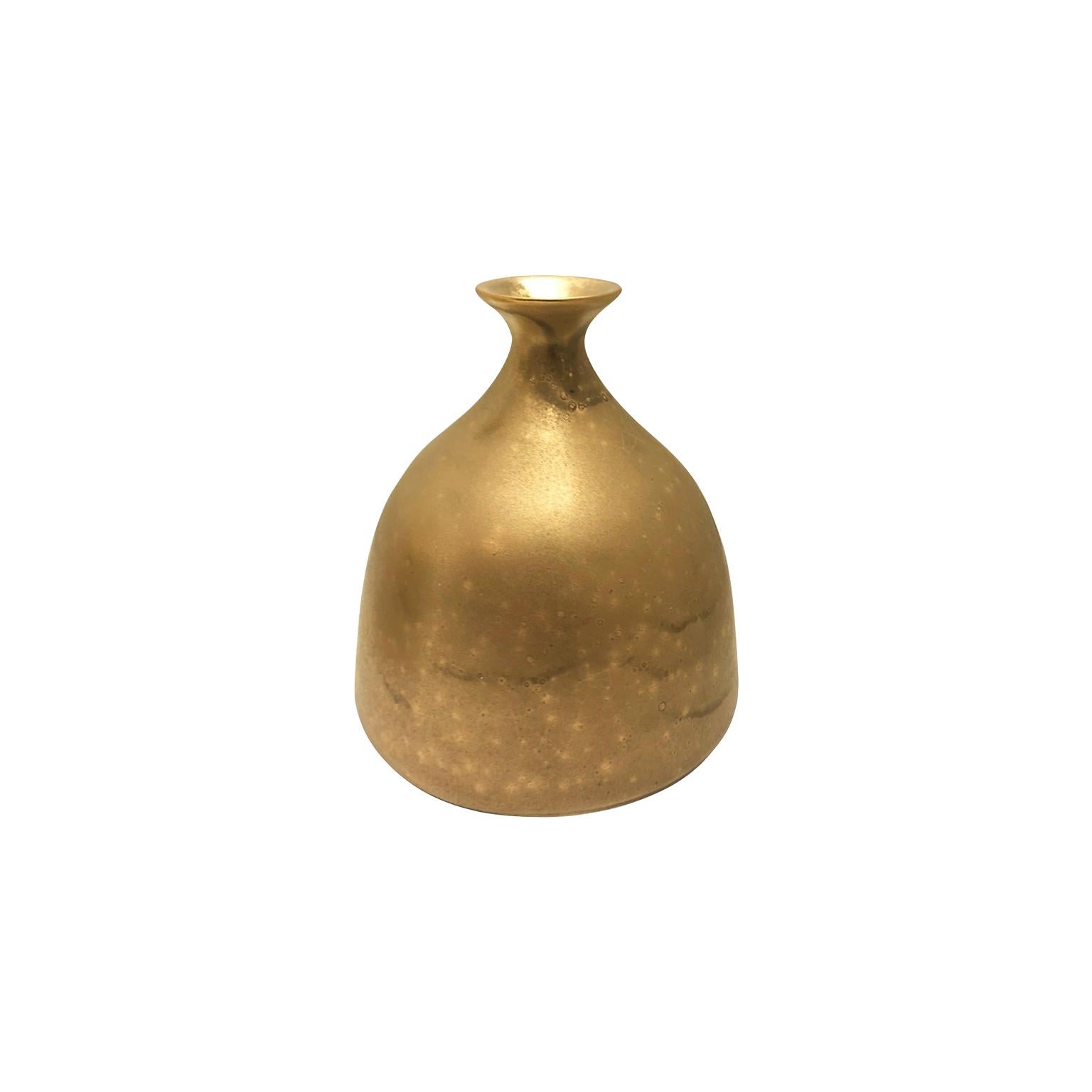 Small Flared Ceramic Vase with Burnished Gold Lustre Glaze by Sandi Fellman