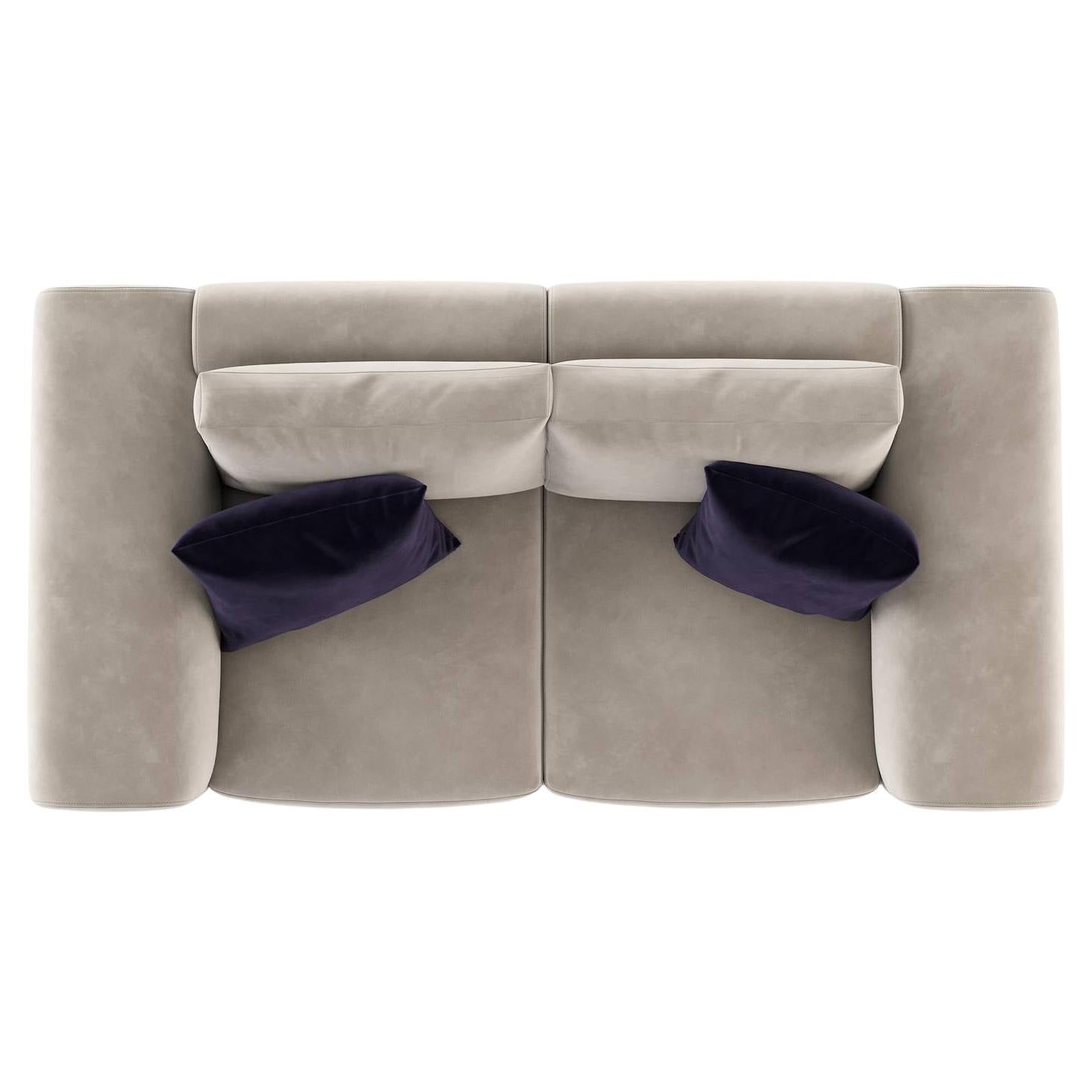 Metal Small Floating Sofa Upholstered in High Resistant Honey Velvet For Sale