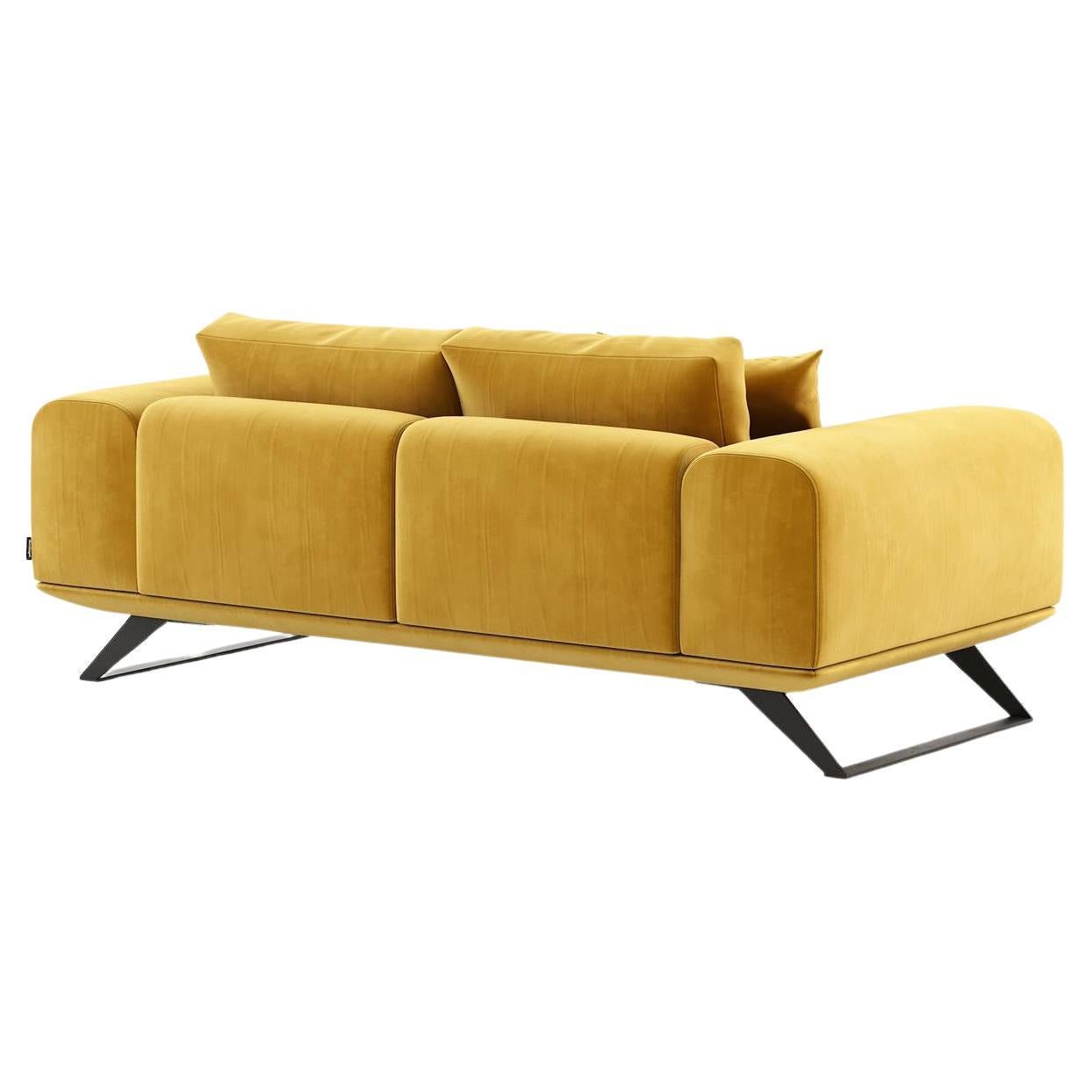 Small Floating Sofa Upholstered in High Resistant Honey Velvet For Sale 1