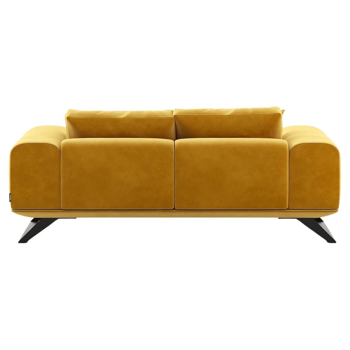 Small Floating Sofa Upholstered in High Resistant Honey Velvet For Sale 2