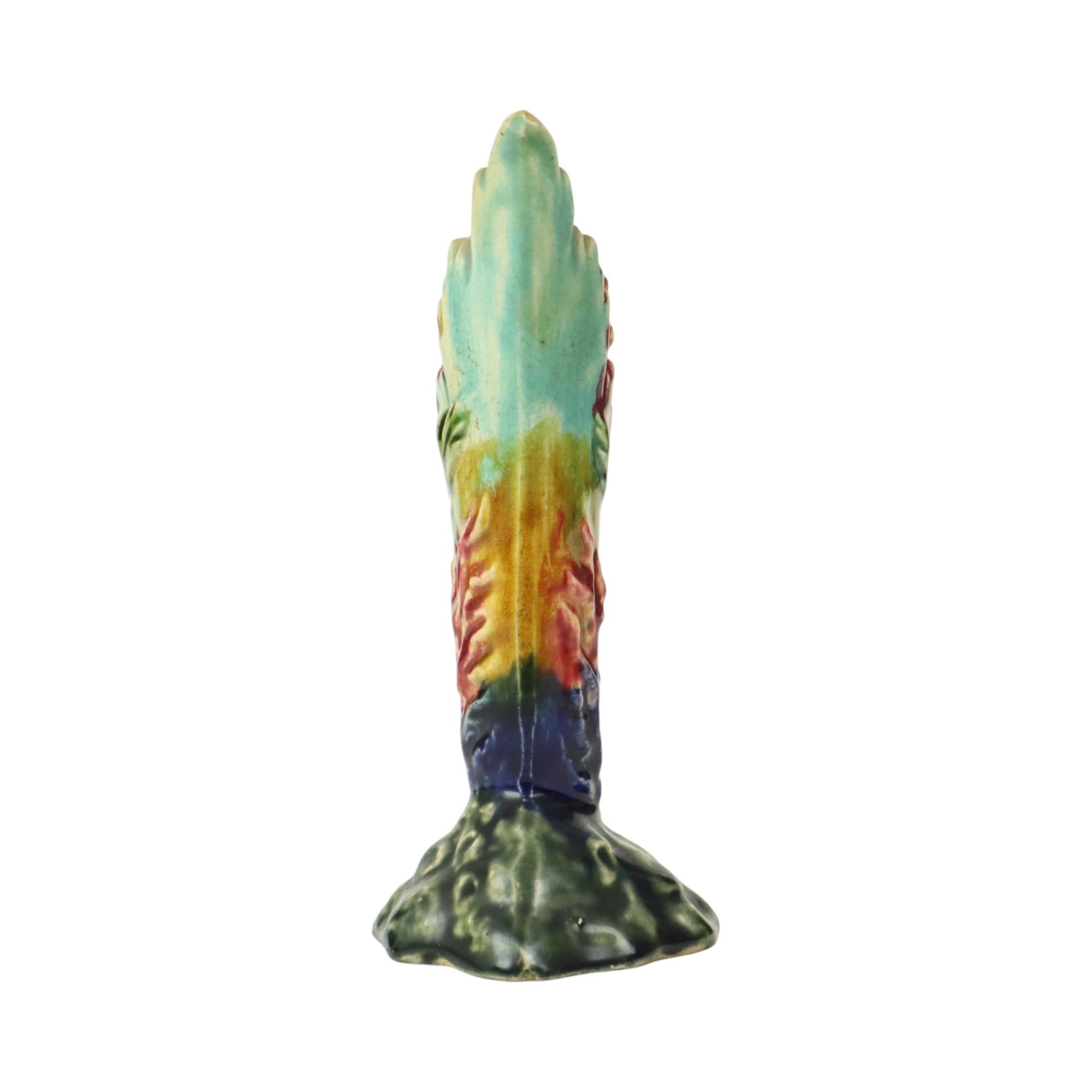 Kleine florale Jugendstil-Vase Crackle Majolika-Keramik (Art nouveau) im Angebot