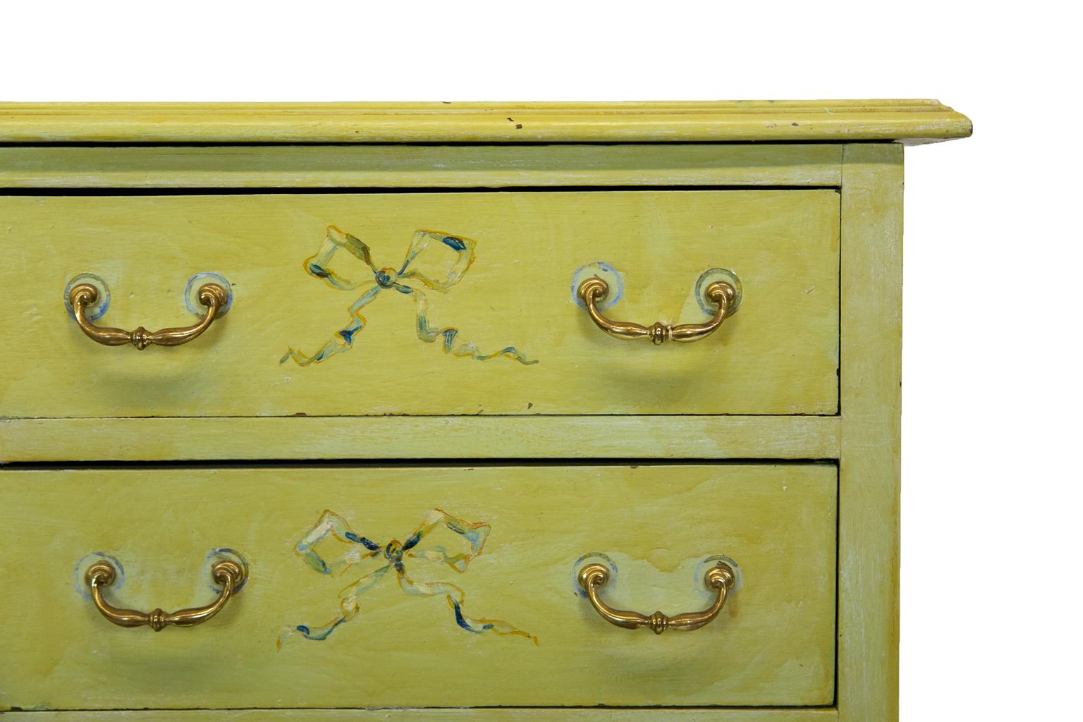 English Small Floral Painted Chest For Sale