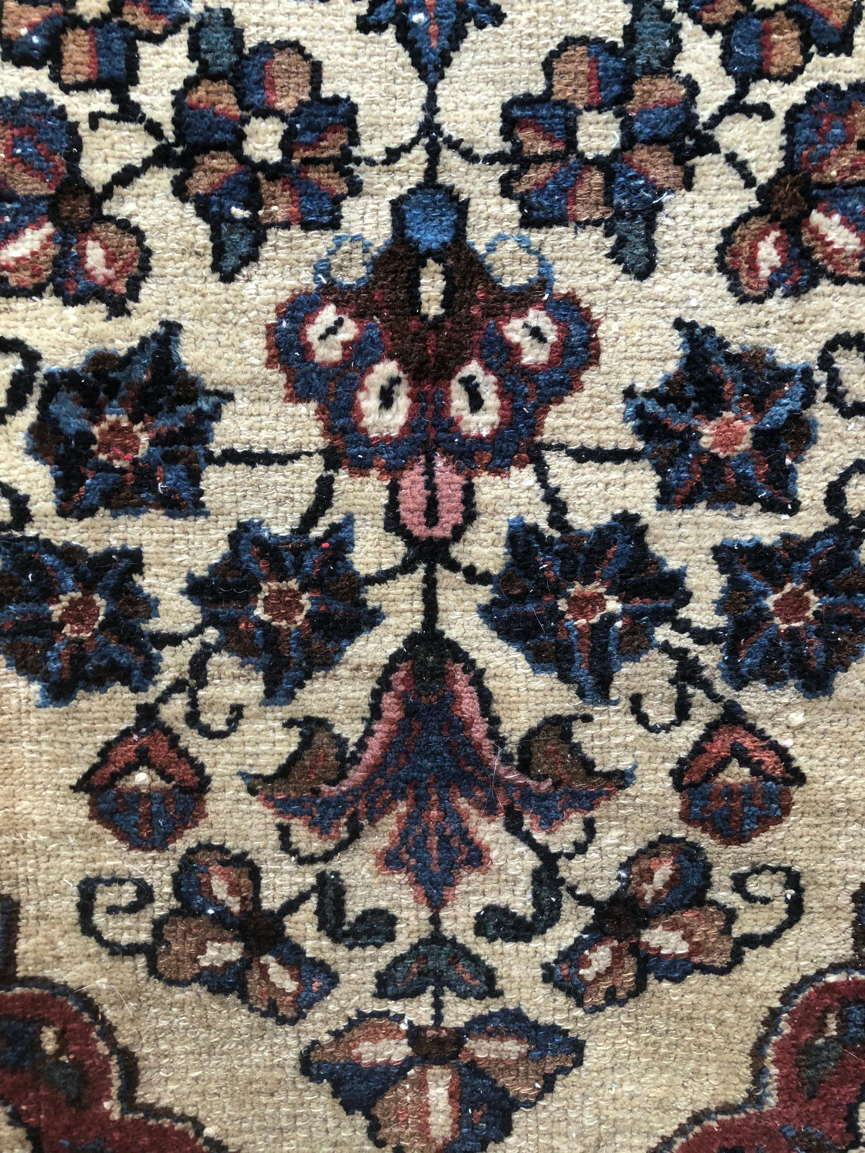 Hand-Woven Small Floral Persian Rug Fine Wool For Sale