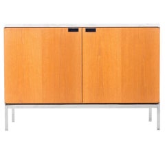 Small Florence Knoll White Oak and Carrara Marble Credenza