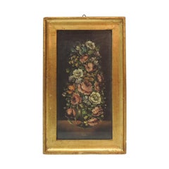 Small Florentine Framed Painting "Flemish School of Flowers"