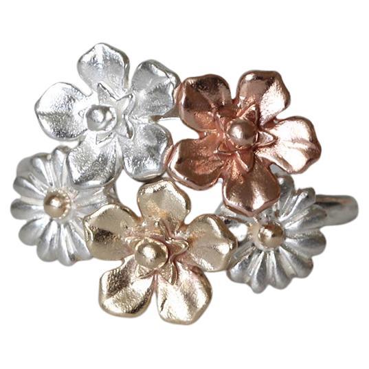 Im Angebot: Blumenstrauß-Ring/ 9CT Gold und Silber () 2