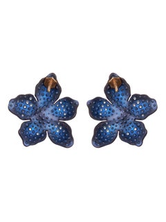 Small Flower Earrings -Gold, Titanium, Diamond, Blue Sapphire & Aquamarine