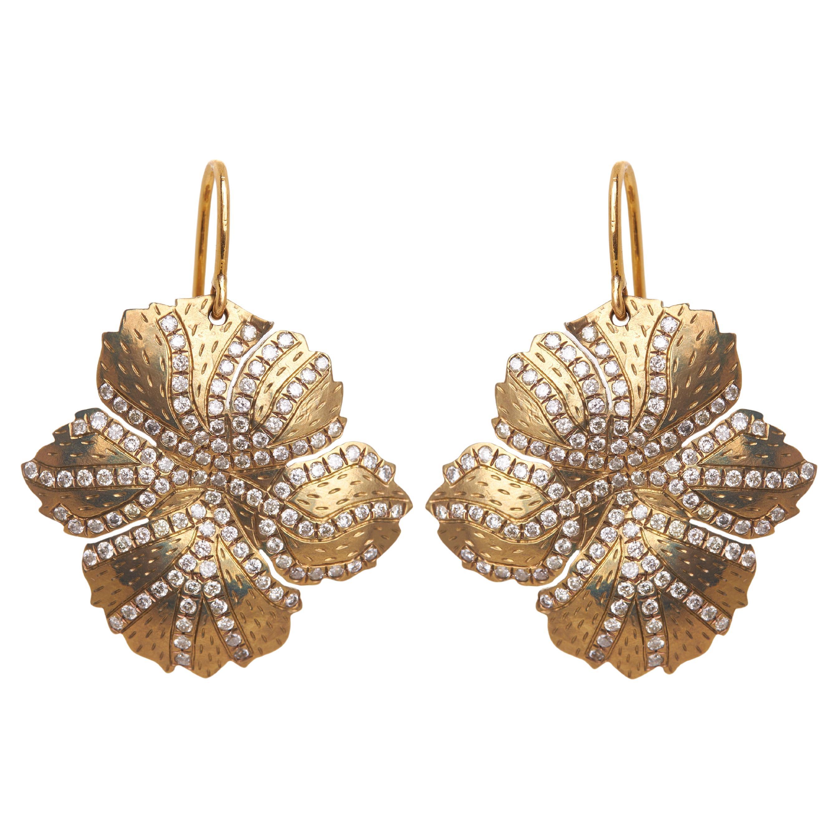 Orecchini a fiore piccolo - Oro 18kt, titanio e diamanti