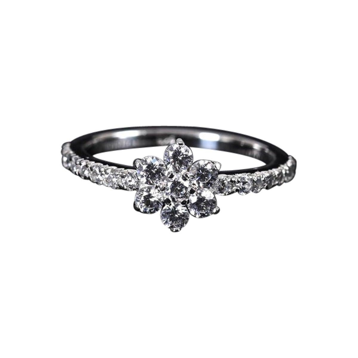 Small Flower Shaped Moissanite Ring 925 Sterling Silver Engagement Ring For Her
