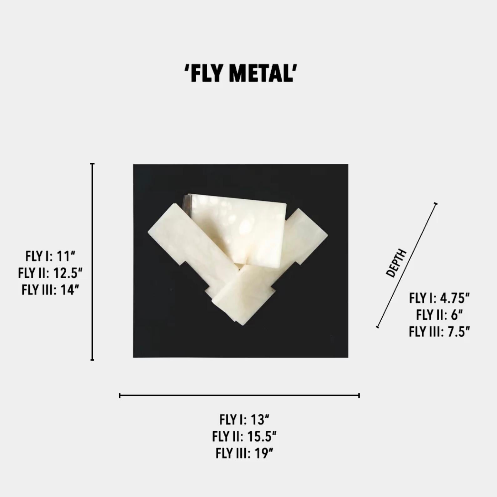 Métal Petite applique « Fly 1 Metal » en albâtre à la manière de Pierre Chareau en vente