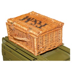 PETIT PANIER DE PIQUE-NIQUE F&M FORTNUM MASON EN OSIER ET CUIR, BOÎTE À DÉJEUNER, PANIER EN LIN