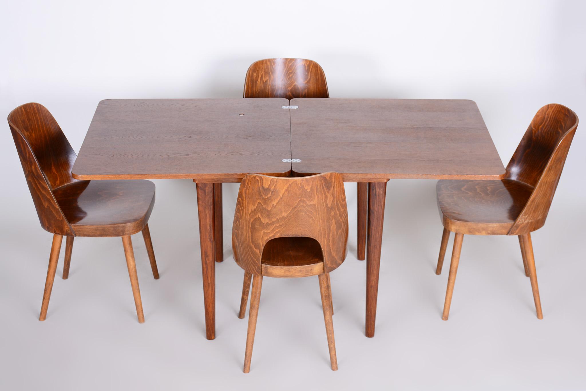Small Folding Dining Table Made in 1940s Czechia, Designed by Halabala 3