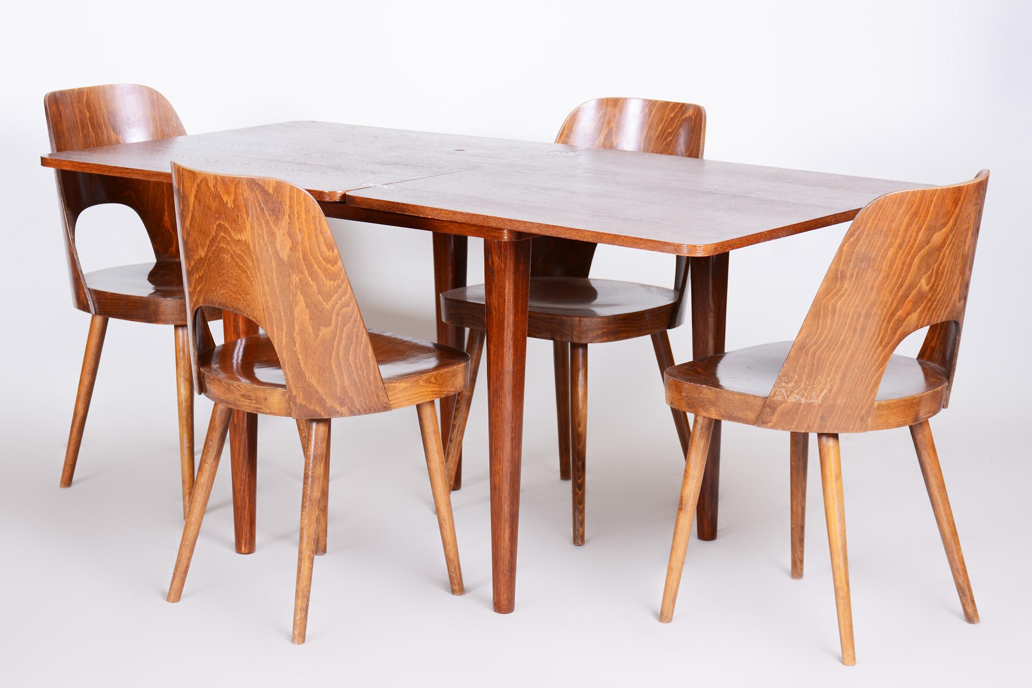 Small Folding Dining Table Made in 1940s Czechia, Designed by Halabala 4