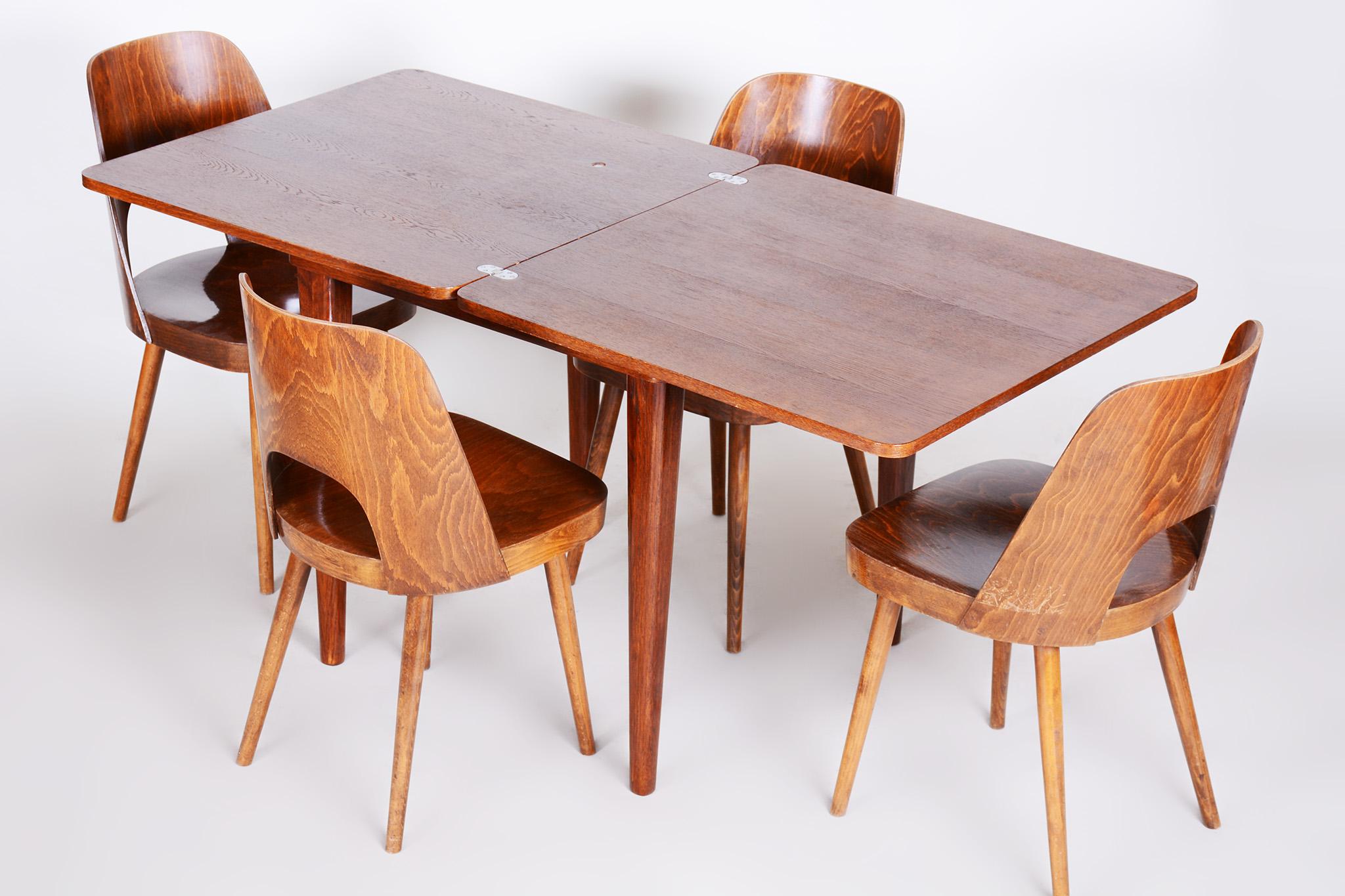 Small Folding Dining Table Made in 1940s Czechia, Designed by Halabala 5