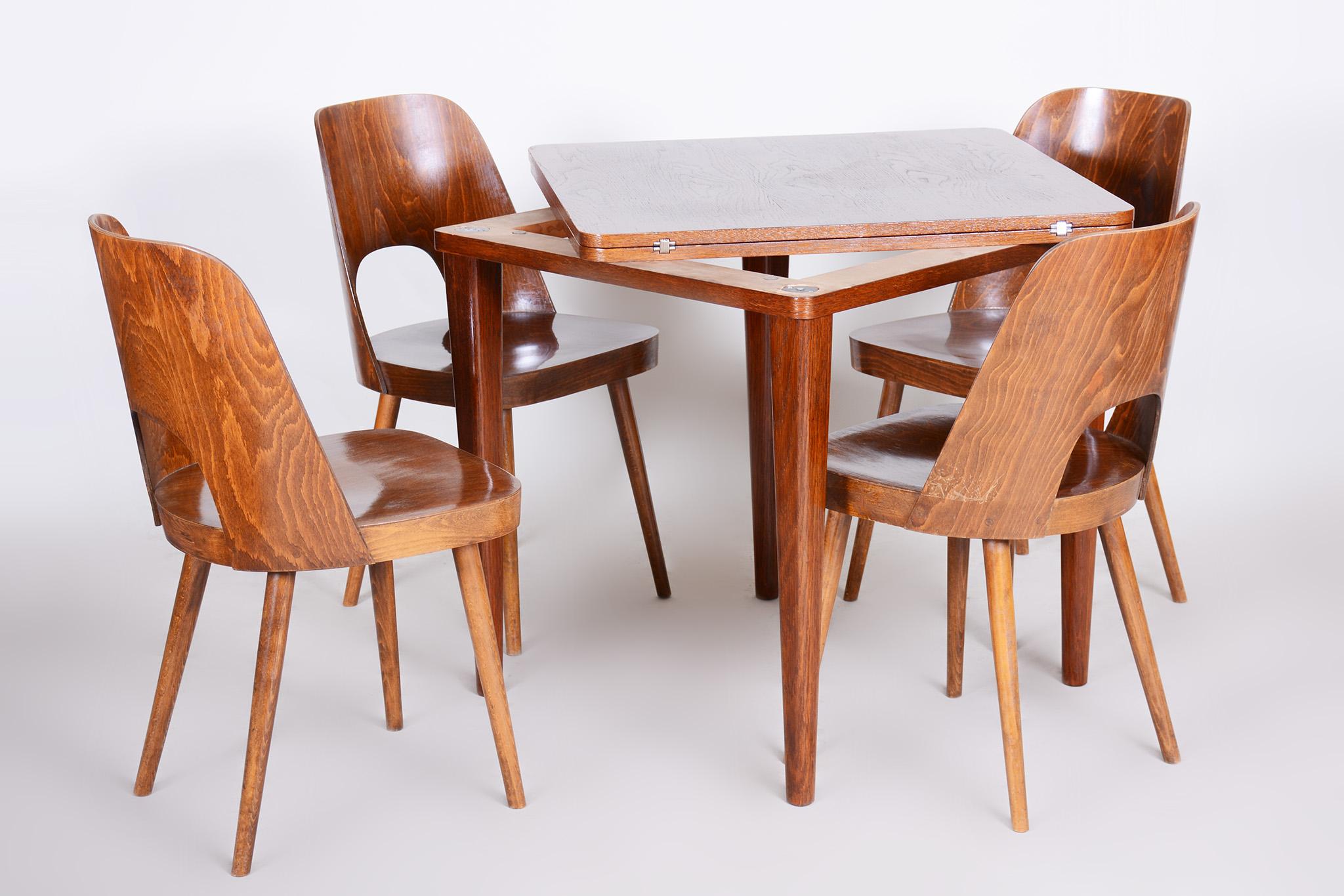 Small Folding Dining Table Made in 1940s Czechia, Designed by Halabala 6