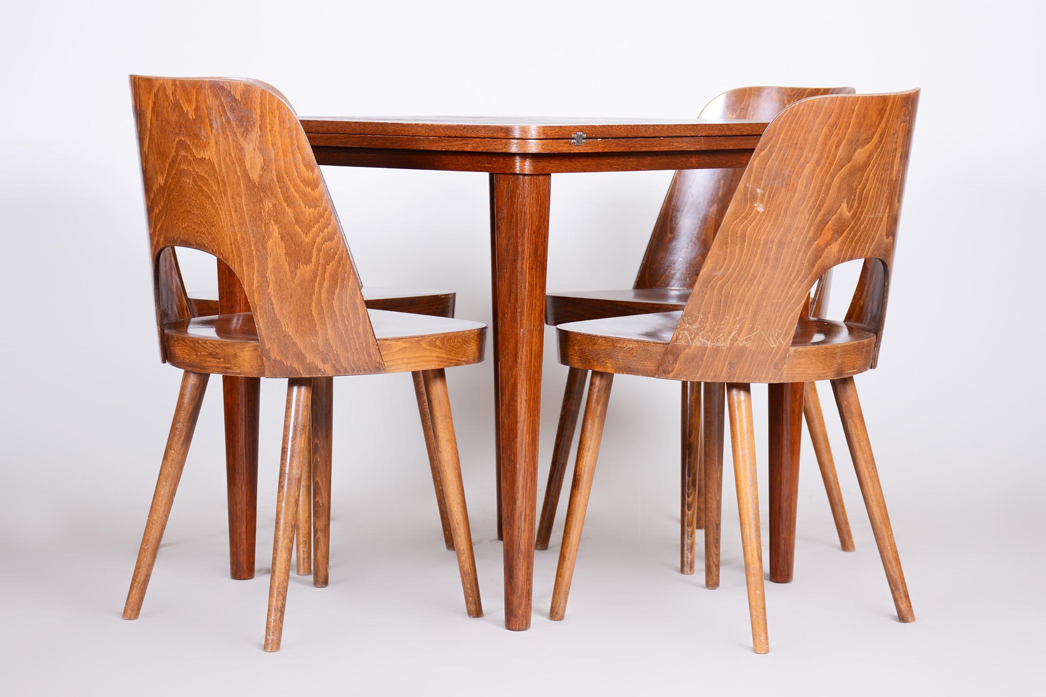Small Folding Dining Table Made in 1940s Czechia, Designed by Halabala 10