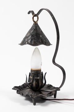 Small Folk Art "Candle" Lamp in Painted Metal, circa 1900