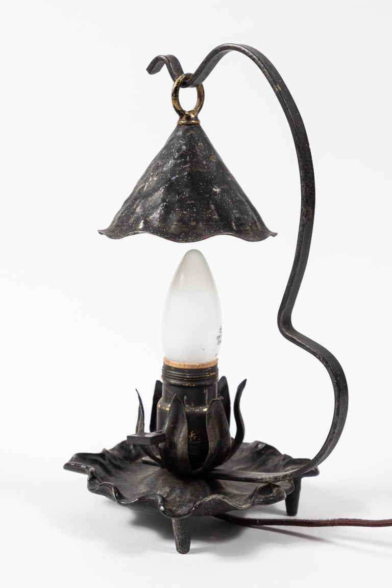 Small Folk Art "Candle" Lamp in Painted Metal, circa 1900 at 1stDibs