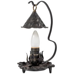 Small Folk Art "Candle" Lamp in Painted Metal, circa 1900
