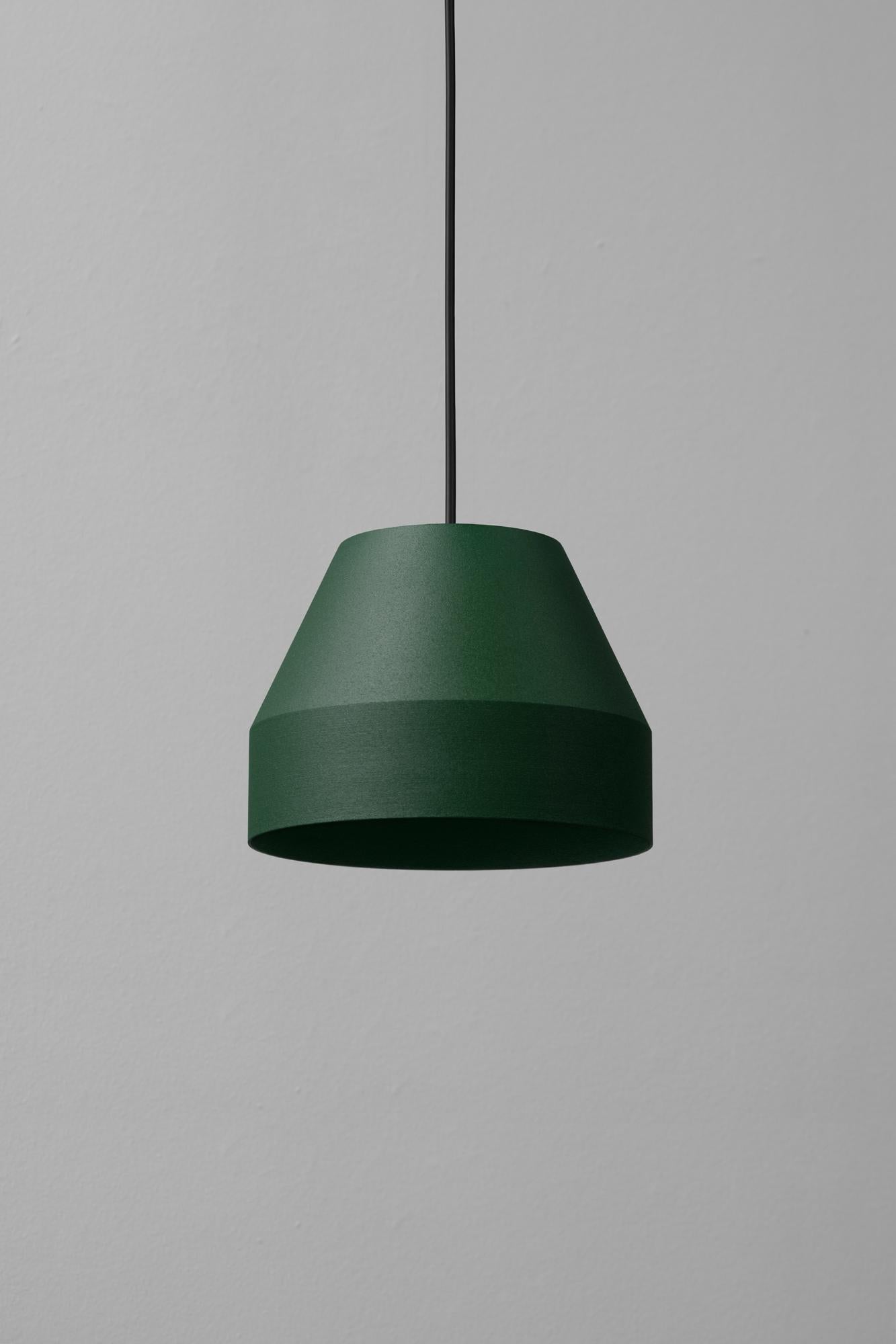 Small Forest Cap Pendant Lamp by +kouple
Dimensions: Ø 16 x H 12 cm. 
Materials: Powder-coated steel.

Available in different color options. The rod length is 200 cm. Please contact us.

All our lamps can be wired according to each country. If sold