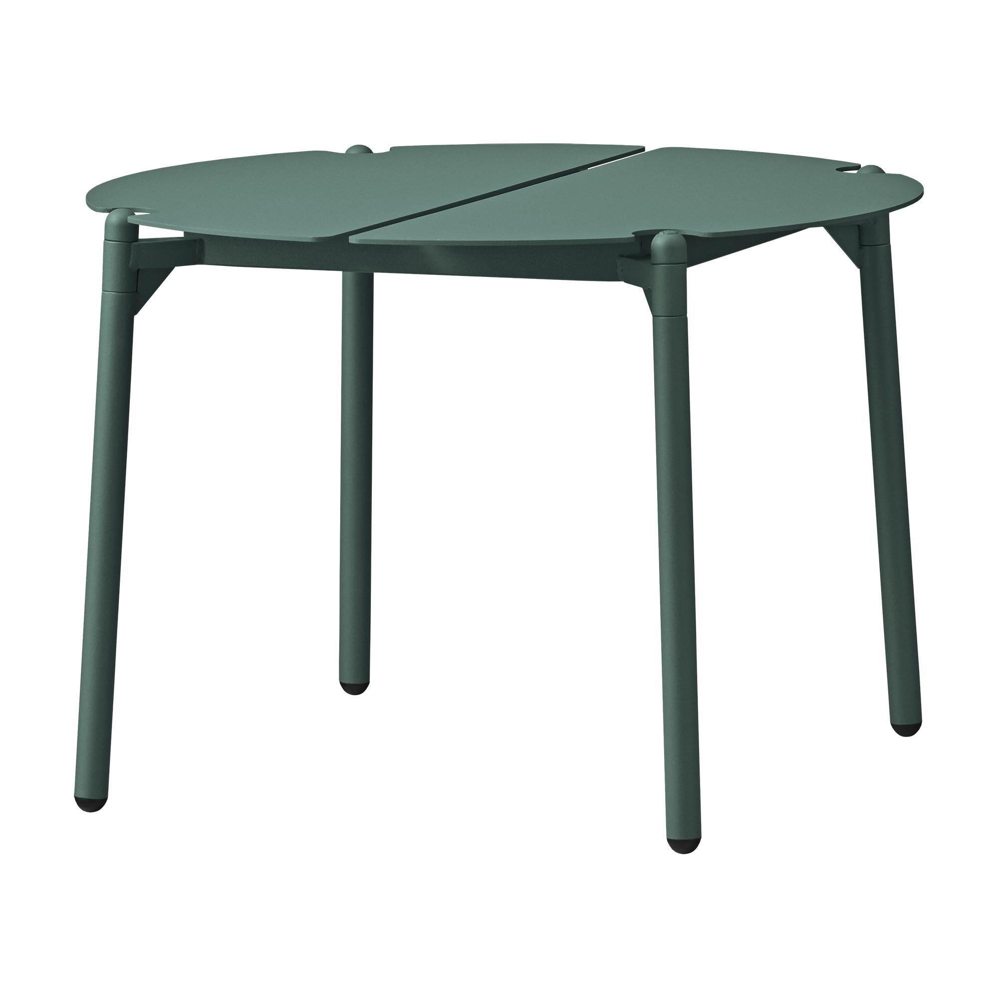 Small Forest Minimalist lounge table
Dimensions: Diameter 50 x H 35 cm 
Materials: Steel w. Matte Powder Coating & Aluminum w. Matte Powder Coating.
Available in colors: Taupe, Bordeaux, Forest, Ginger Bread, Black and, Black and Gold. 

Place the