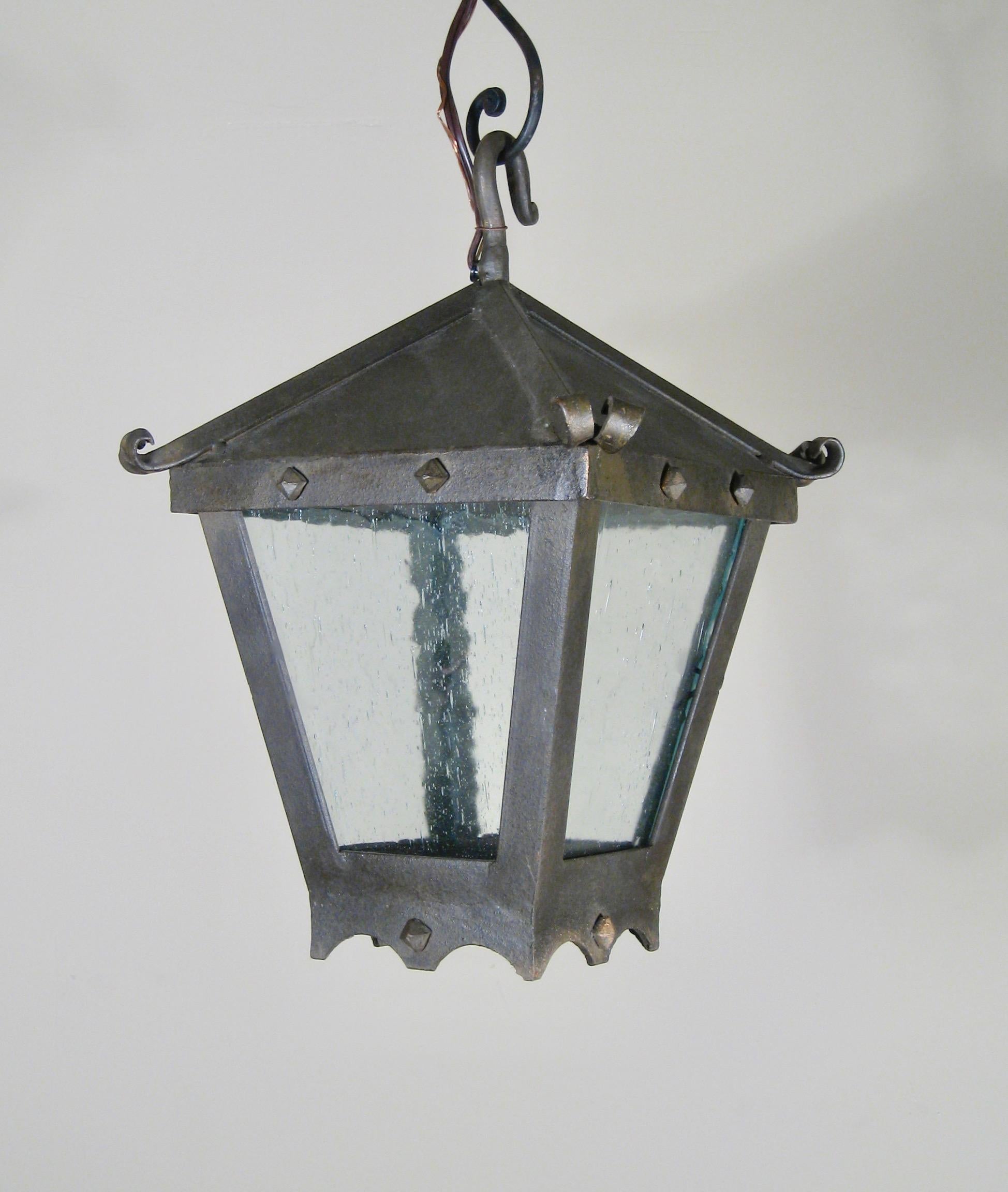 Part of the Chandelier product line, this is our studded lantern, small. This lantern can be used for Interior or exterior use and is UL listed. 3' chain included. One standard base bulb up to 60 watts. Also available in medium size. This style