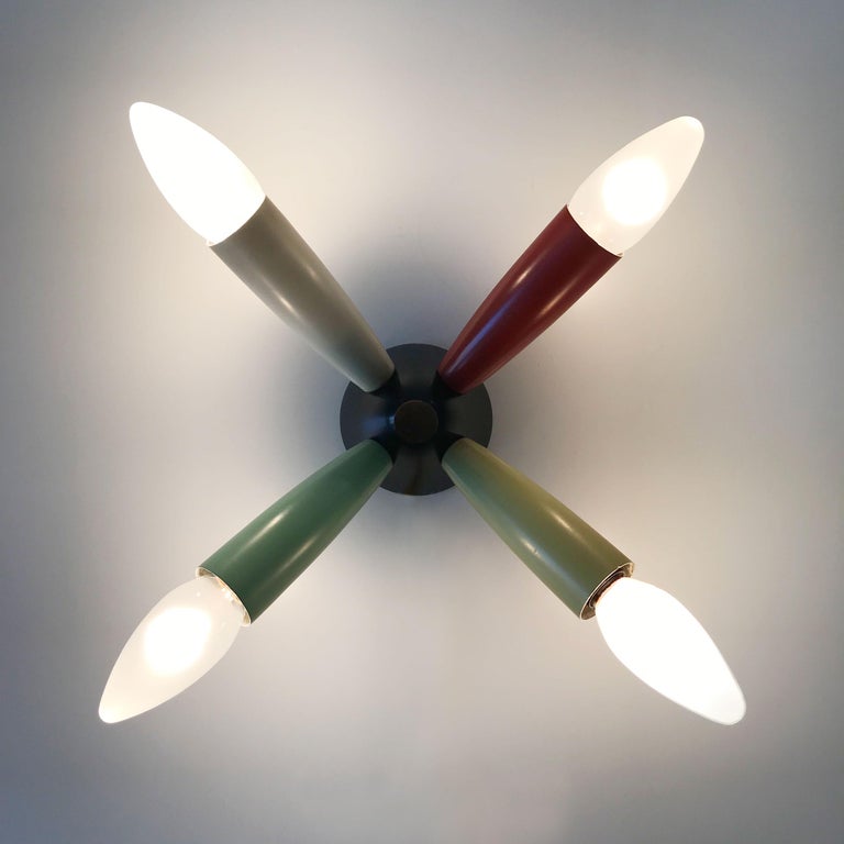 Small Four Armed Sputnik Ceiling Lamp Or Wall Light 1950s