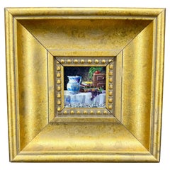 Small Framed Acrylic on Wood Still-Life Oil Painting, signed
