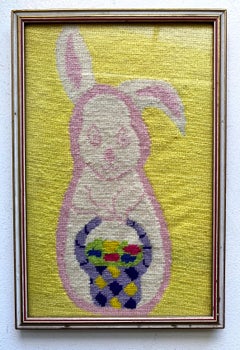 Small Framed "Cute Bunny" Needlepoint