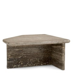 Small Free Form Coffee Table in Silver Travertine Finish