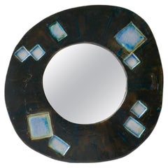 Vintage Small Free Shape Ceramic Frame Mirror, France, 1960s