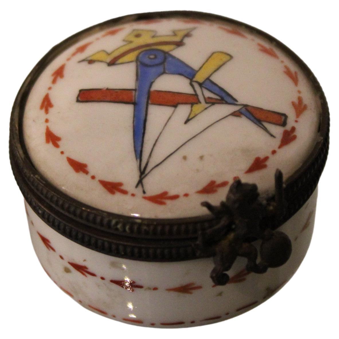 Small Freemasonry Porcelain Box For Sale