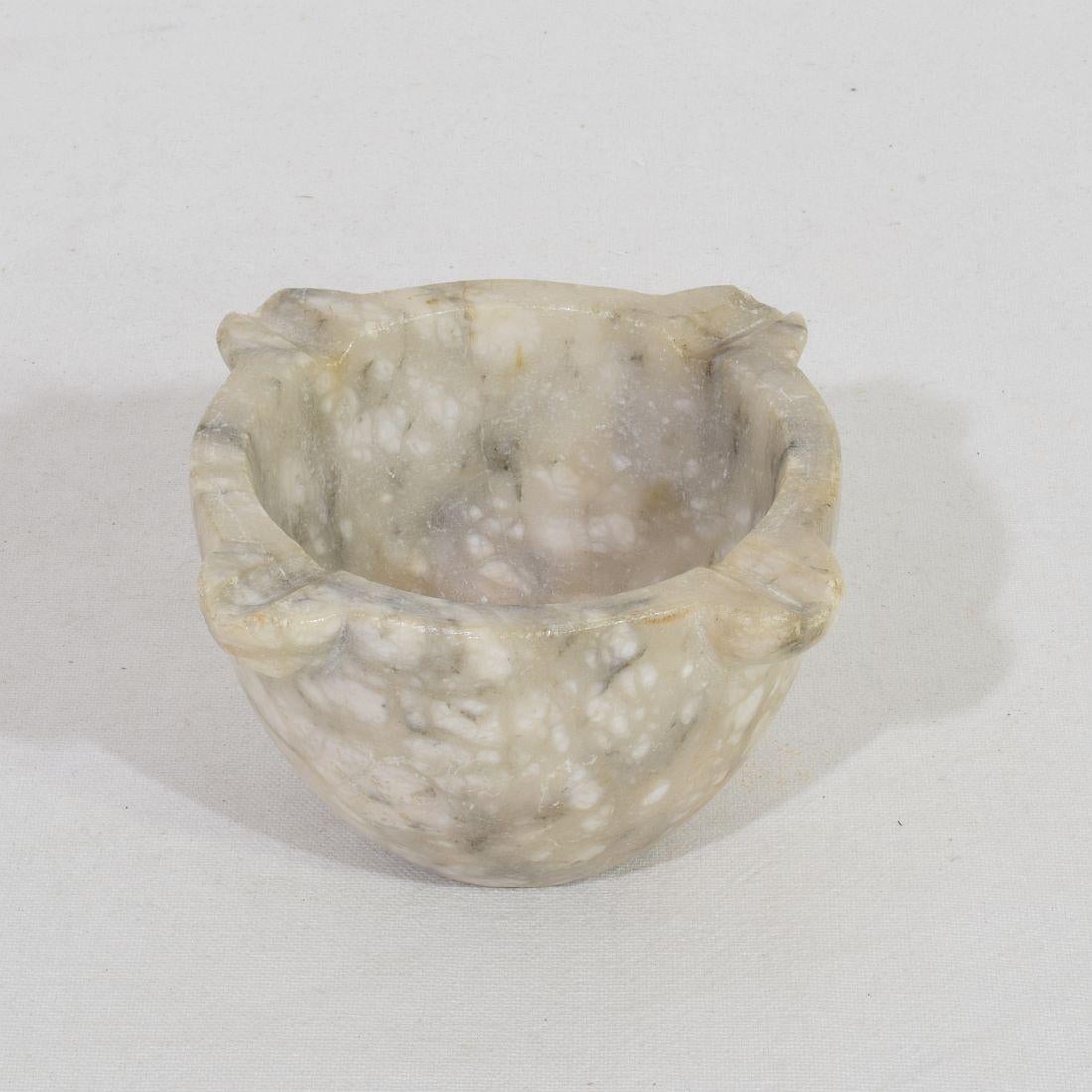 Hand-Carved Small French 18th-19th Century Alabaster Mortar For Sale