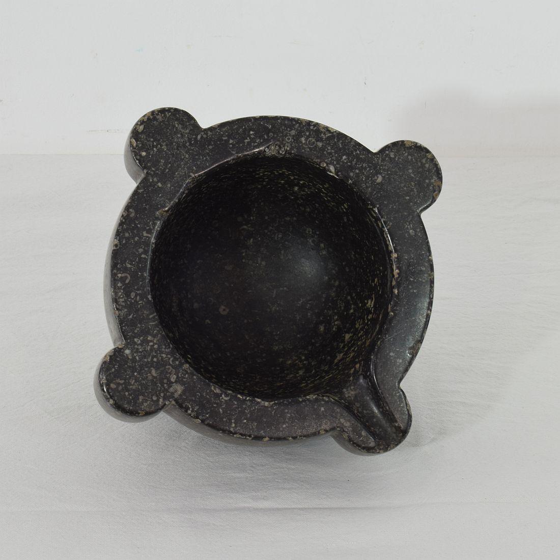 Small French 18th-19th Century Black Marble Mortar 5
