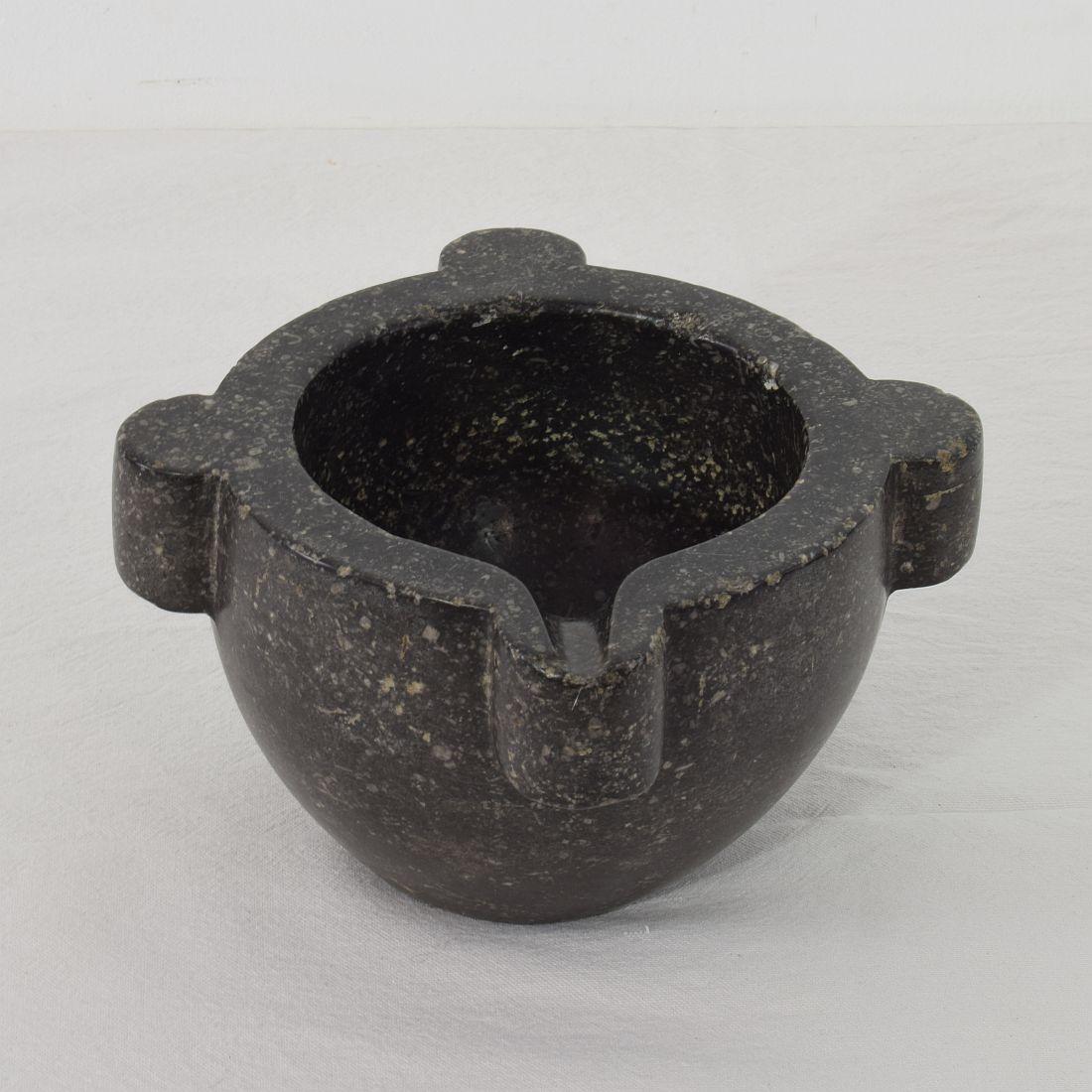 Belgian Black Marble Small French 18th-19th Century Black Marble Mortar