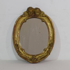 Small French 18th Century Baroque Giltwood Mirror