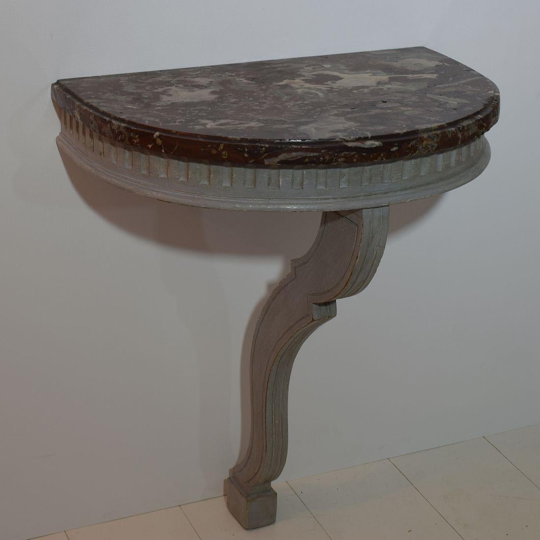 Louis XVI Small French 18th Century Marble-Top Console Table