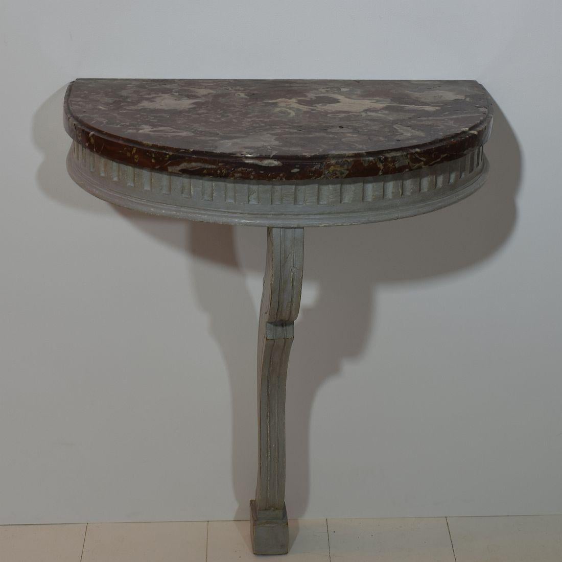 Hand-Crafted Small French 18th Century Marble-Top Console Table