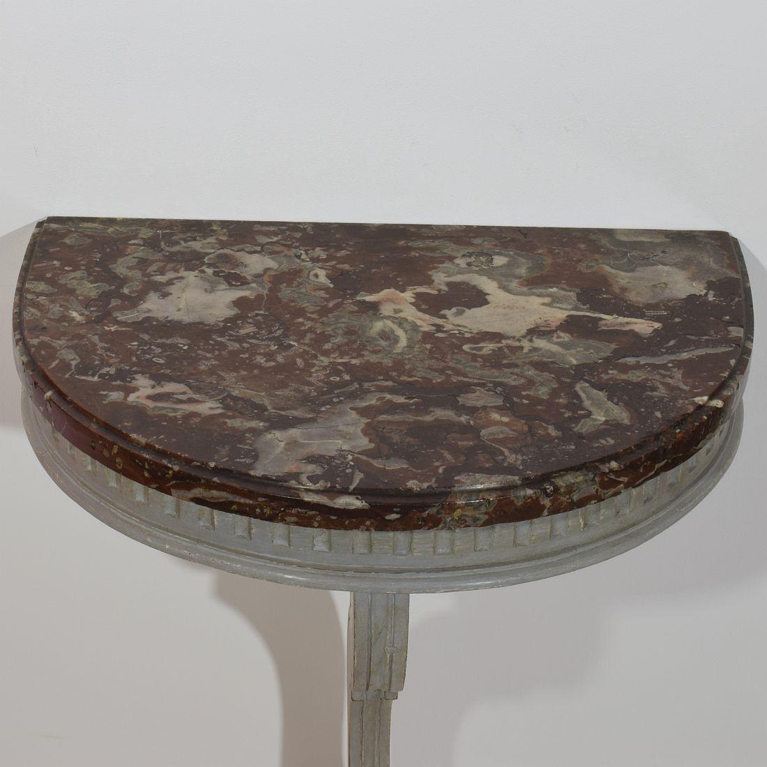 18th Century and Earlier Small French 18th Century Marble-Top Console Table