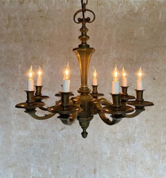 Small French 1940s Bronze Chandelier