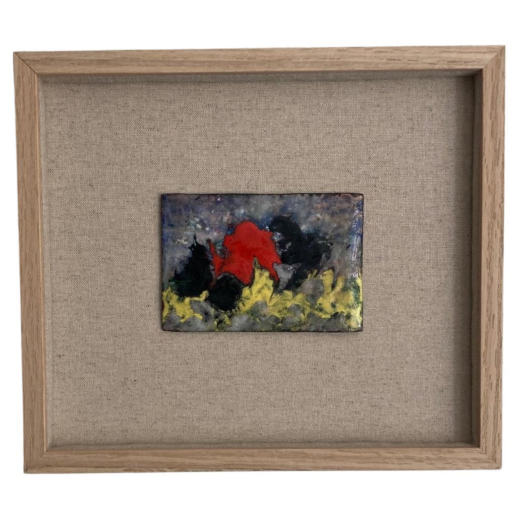 Small French 1960s Abstract Enamel Picture