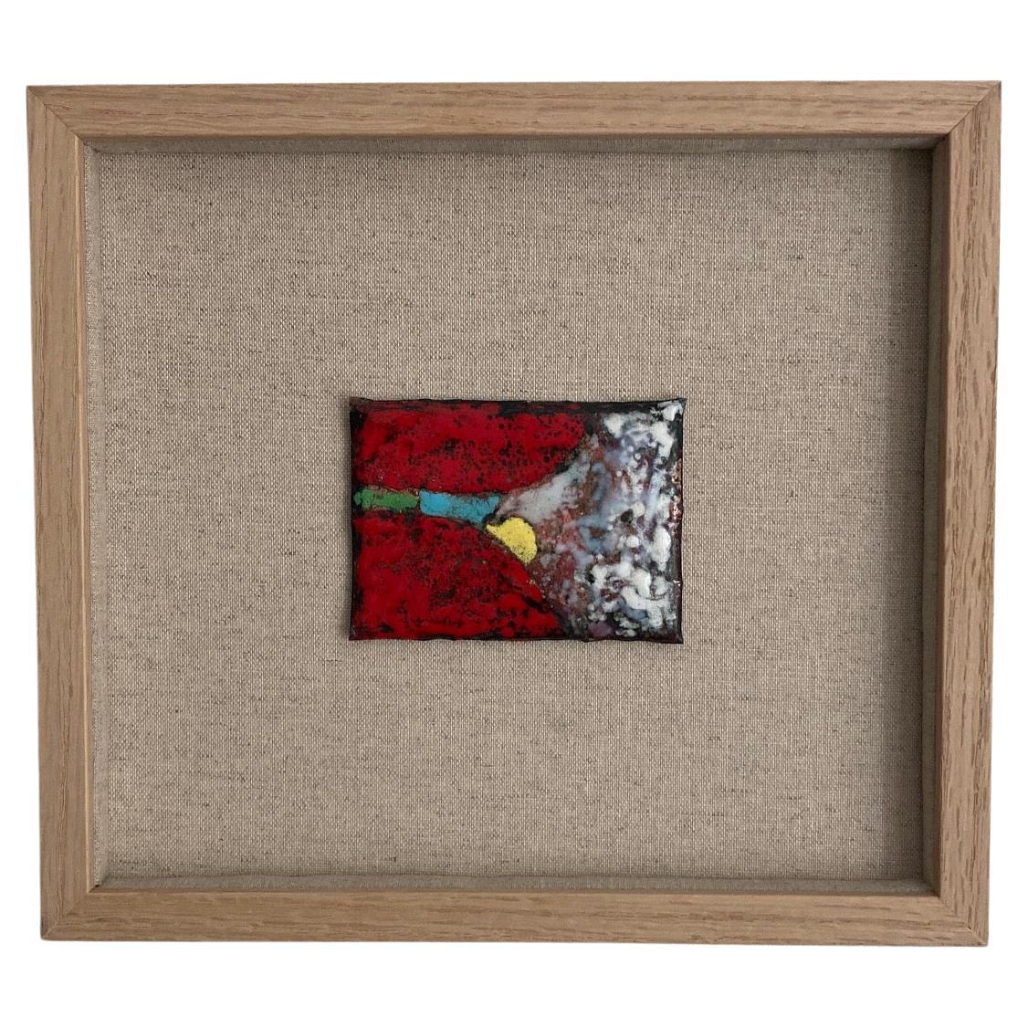 Small French 1960s Abstract Enamel Picture For Sale
