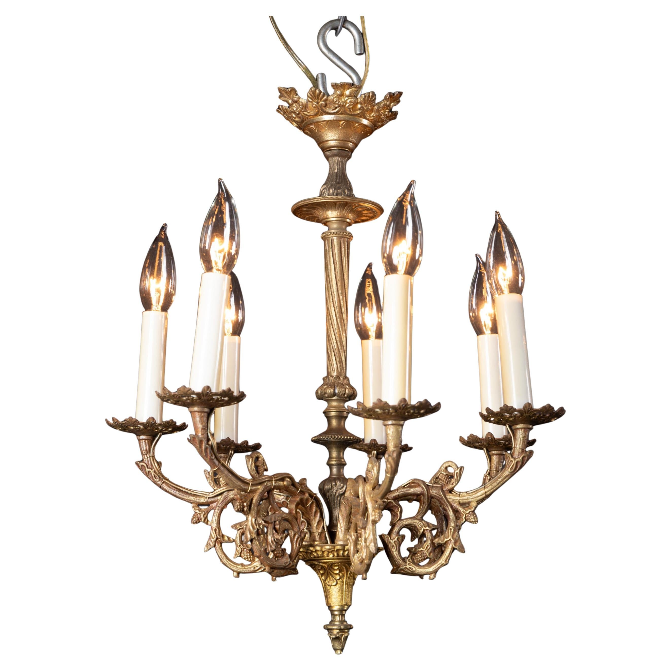 Small French 19th Century Louis XVI Bronze Chandelier