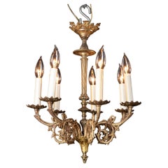 Antique Small French 19th Century Louis XVI Bronze Chandelier