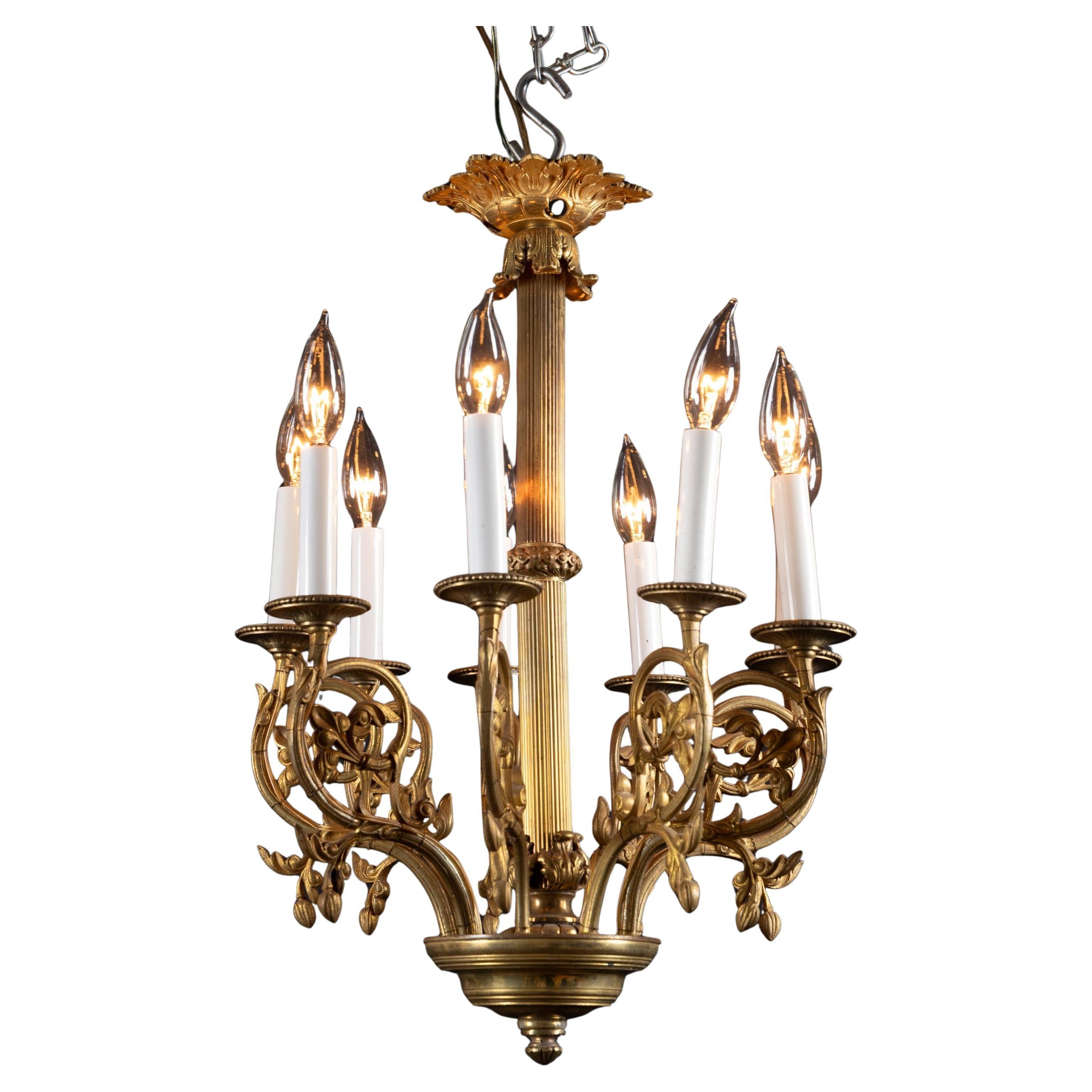 Small French 19th Century Louis XVI Bronze Chandelier