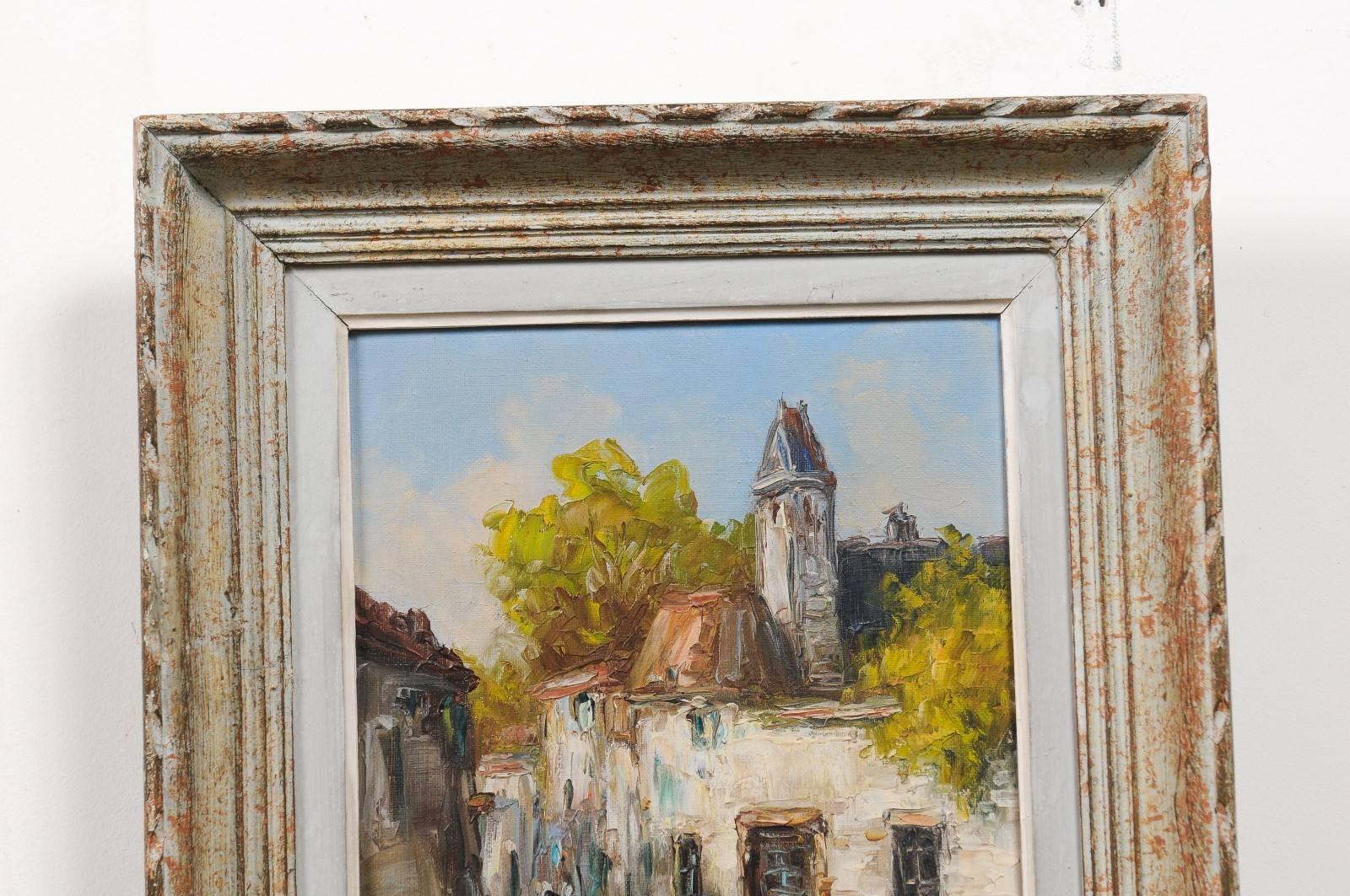 Small French 19th Century Oil on Canvas Painting Depicting a Village in Brittany In Good Condition In Atlanta, GA